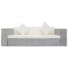 3-osobowa sofa z poduszkami, szara, naturalny rattan