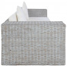 3-osobowa sofa z poduszkami, szara, naturalny rattan