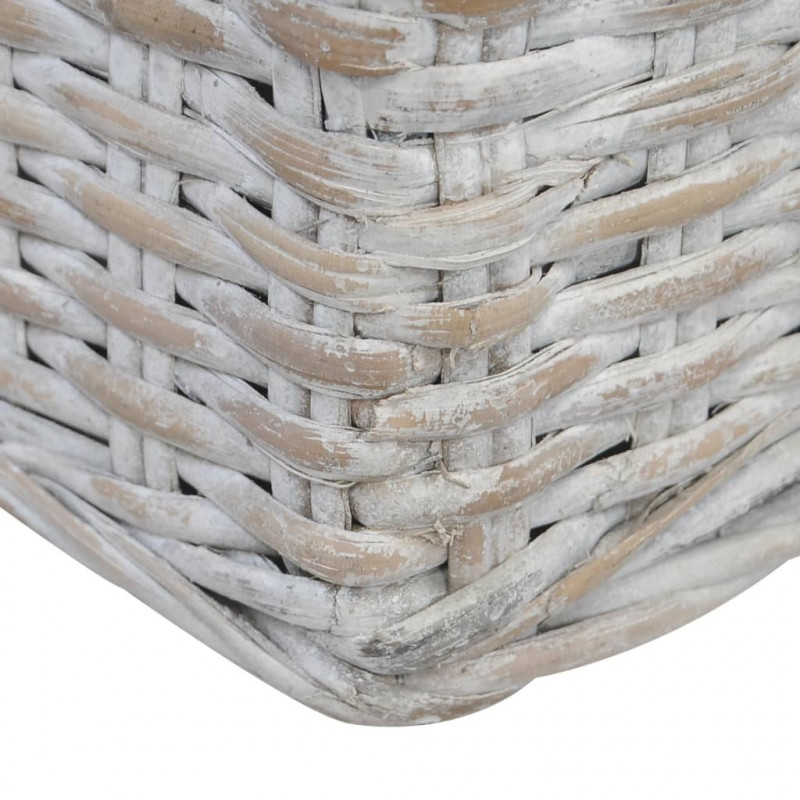 3-osobowa sofa z poduszkami, szara, naturalny rattan