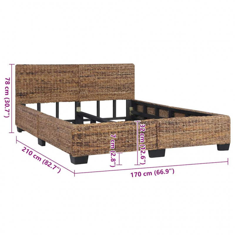 Rama łóżka, naturalny rattan, 160 x 200 cm