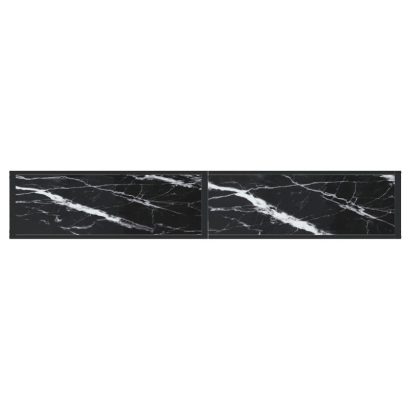 Konsola, czarny marmur, 200x35x75,5 cm, szkło hartowane