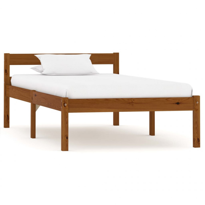 Rama łóżka, miodowy brąz, lite drewno sosnowe, 90 x 200 cm