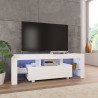 Szafka pod TV ze światłem LED, błyszcząca, biała, 130x35x45cm