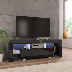 Szafka pod TV ze światłem LED, błyszcząca, czarna, 130x35x45cm