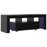 Szafka pod TV ze światłem LED, błyszcząca, czarna, 130x35x45cm