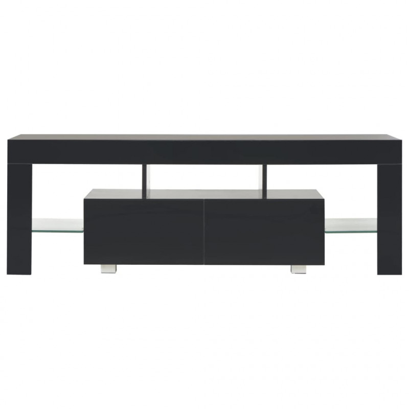 Szafka pod TV ze światłem LED, błyszcząca, czarna, 130x35x45cm