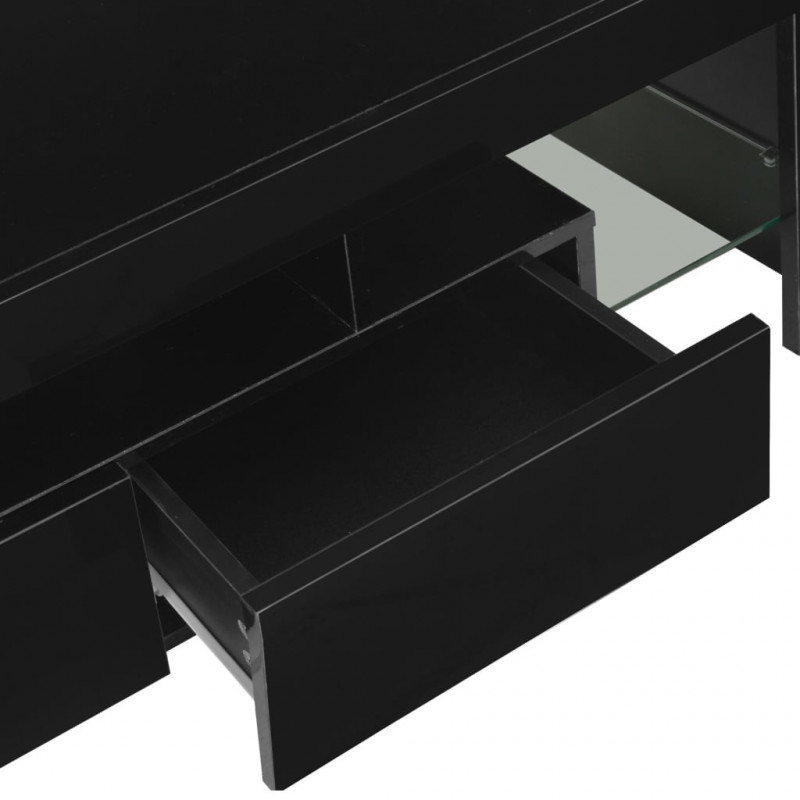 Szafka pod TV ze światłem LED, błyszcząca, czarna, 130x35x45cm