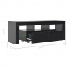 Szafka pod TV ze światłem LED, błyszcząca, czarna, 130x35x45cm