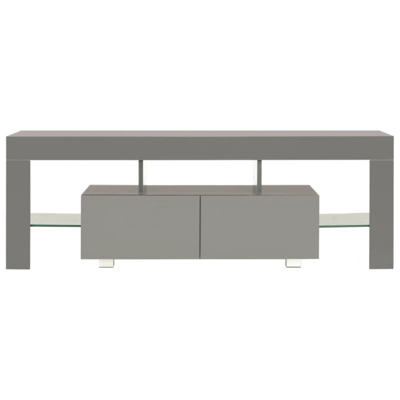 Szafka pod TV, ze światłem LED, błyszcząca, szara, 130x35x45cm