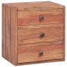 Szafka nocna, 3 szuflady, 35x25x35 cm, lite drewno z mahoniowe