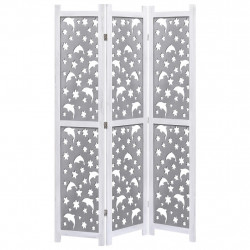 Parawan 3-panelowy, szary, 105 x 165 cm, lite drewno