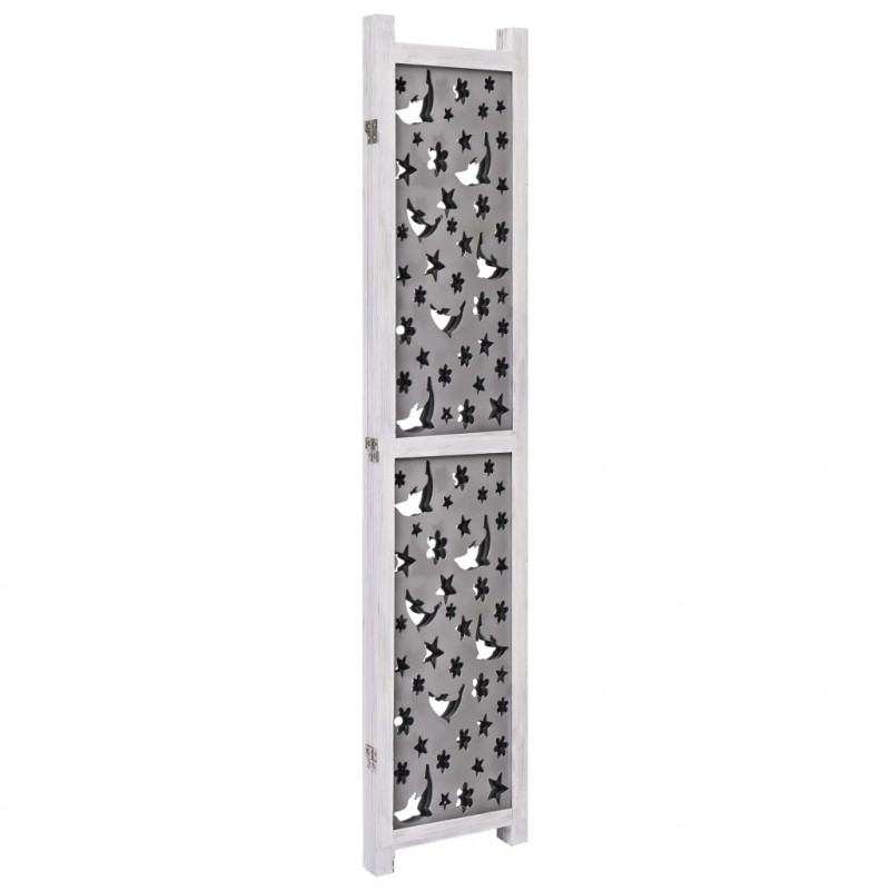 Parawan 3-panelowy, szary, 105 x 165 cm, lite drewno