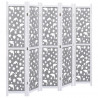 Parawan 5-panelowy, szary, 175 x 165 cm, lite drewno