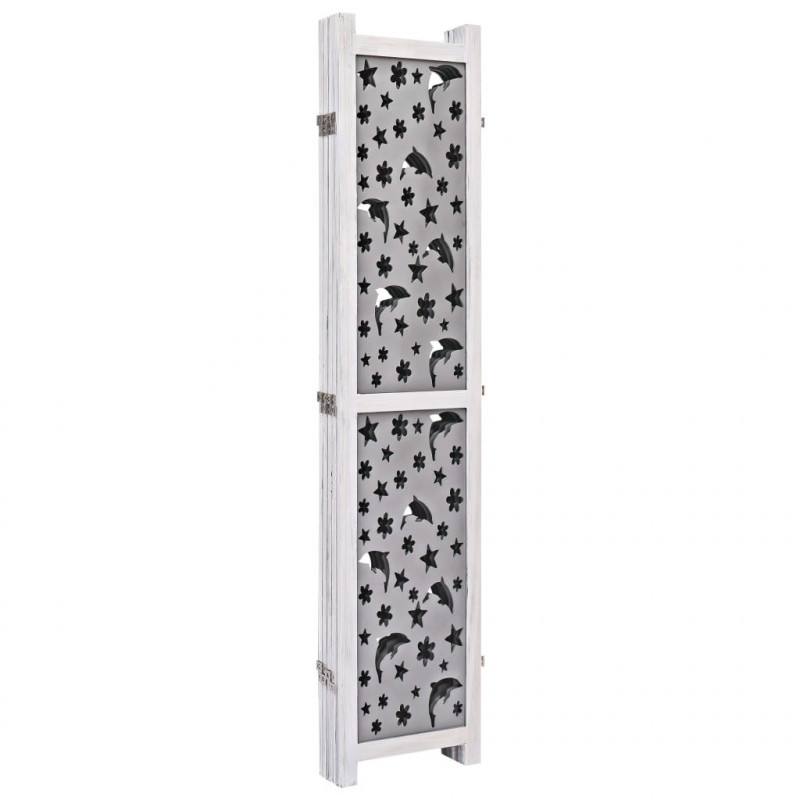 Parawan 5-panelowy, szary, 175 x 165 cm, lite drewno