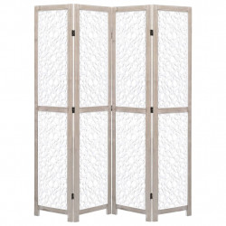 Parawan 4-panelowy, biały, 140 x 165 cm, lite drewno