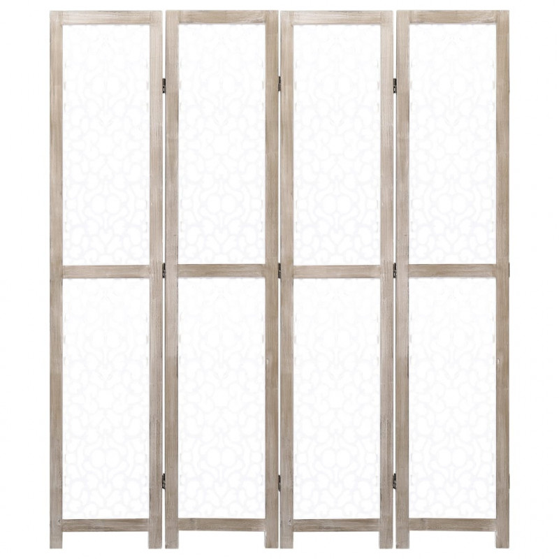 Parawan 4-panelowy, biały, 140 x 165 cm, lite drewno