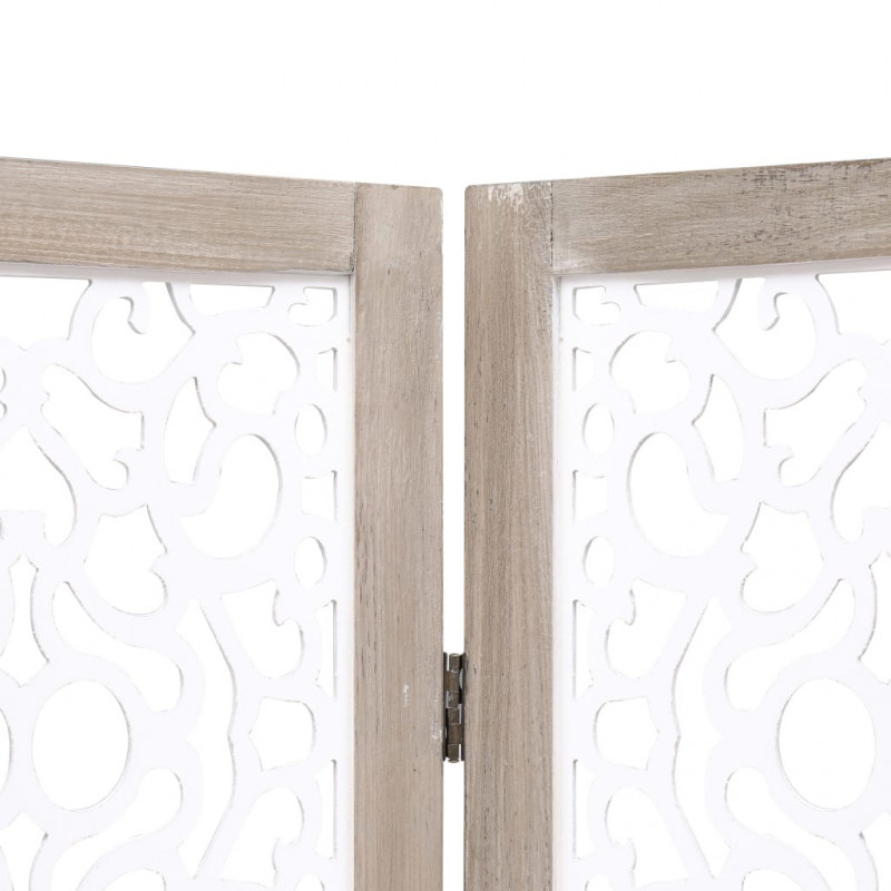 Parawan 4-panelowy, biały, 140 x 165 cm, lite drewno