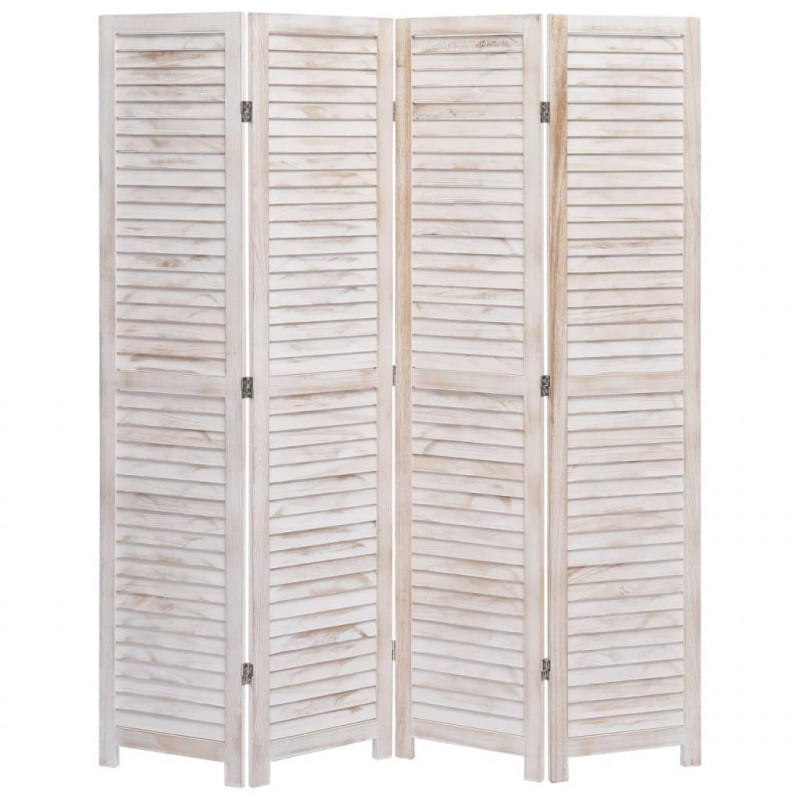 Parawan 4-panelowy, biały, 140 x 165 cm, drewniany