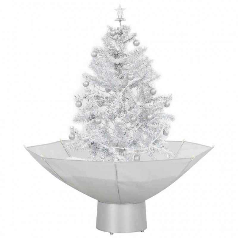 Choinka sypiąca śniegiem, podstawa parasolowa, biała, 75 cm