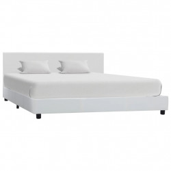 Rama łóżka, biała, sztuczna skóra, 160 x 200 cm