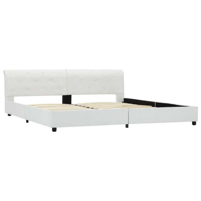 Rama łóżka, biała, sztuczna skóra, 180 x 200 cm