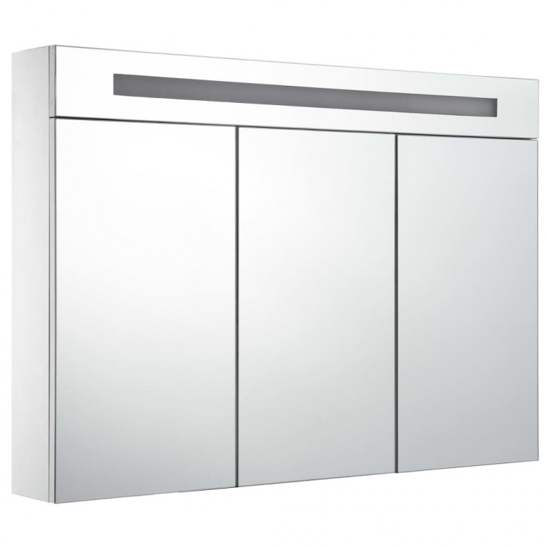 Szafka łazienkowa z lustrem i LED, 88 x 13 x 62 cm