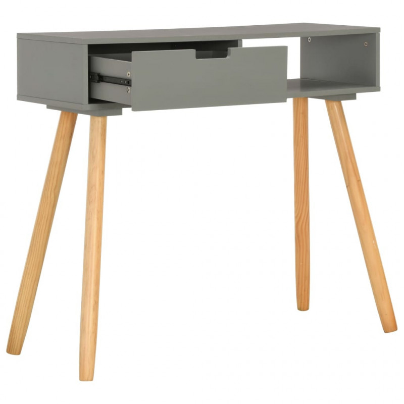 Stolik konsola, szary, 80 x 30 x 72 cm, lite drewno sosnowe