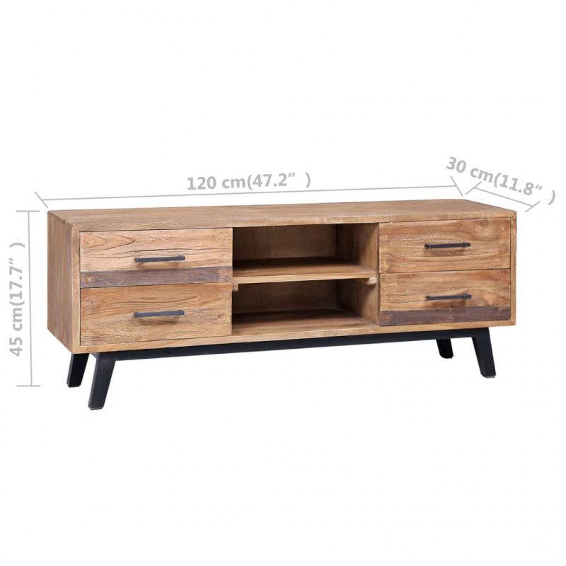 Szafka pod TV, 120 x 30 x 45 cm, lite drewno tekowe