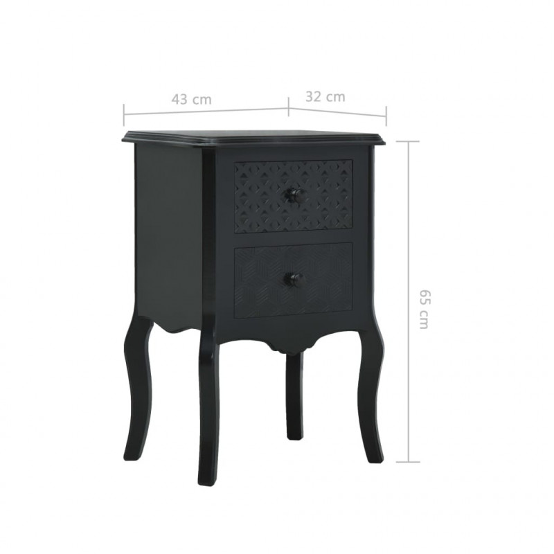 Szafka nocna, czarna, 43 x 32 x 65 cm, MDF