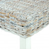 Ławka, 110 cm, biała, rattan kubu i lite drewno mahoniowe