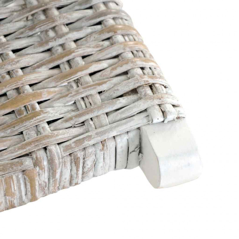 Krzesło, białe, naturalny rattan kubu i lite drewno mahoniowe