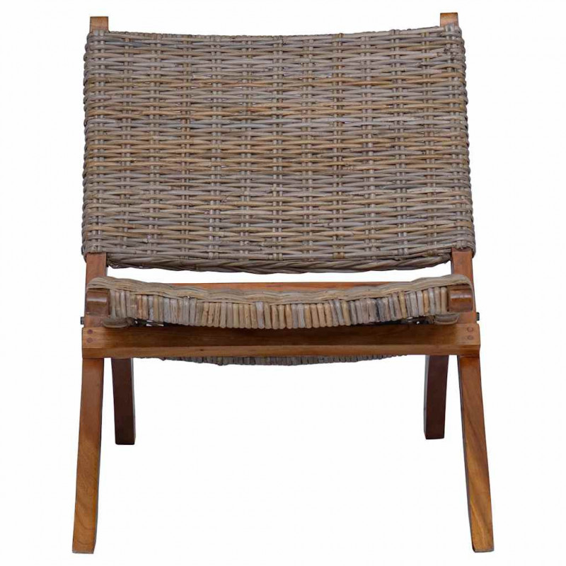 Krzesło, naturalny rattan kubu i lite drewno mahoniowe