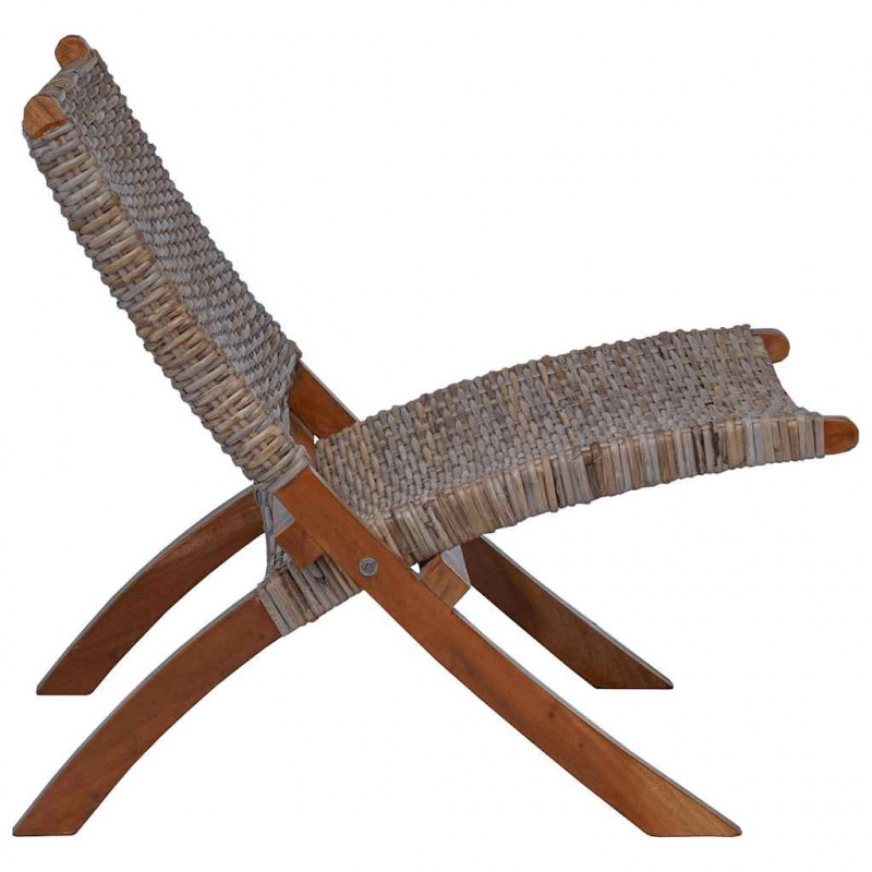Krzesło, naturalny rattan kubu i lite drewno mahoniowe