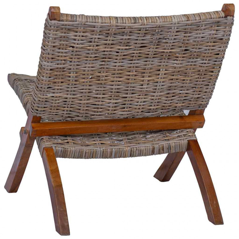 Krzesło, naturalny rattan kubu i lite drewno mahoniowe