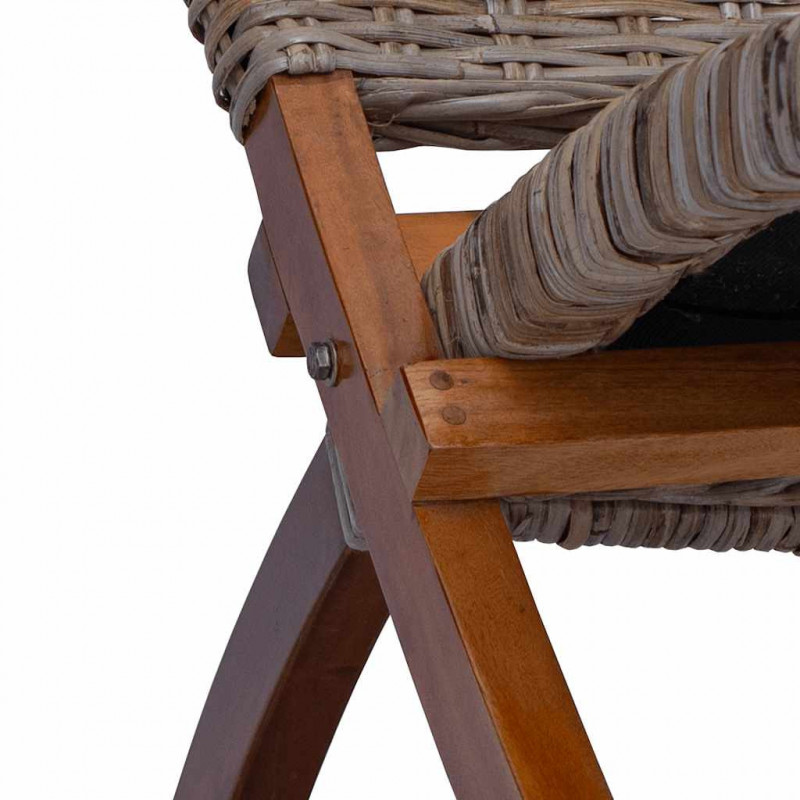 Krzesło, naturalny rattan kubu i lite drewno mahoniowe