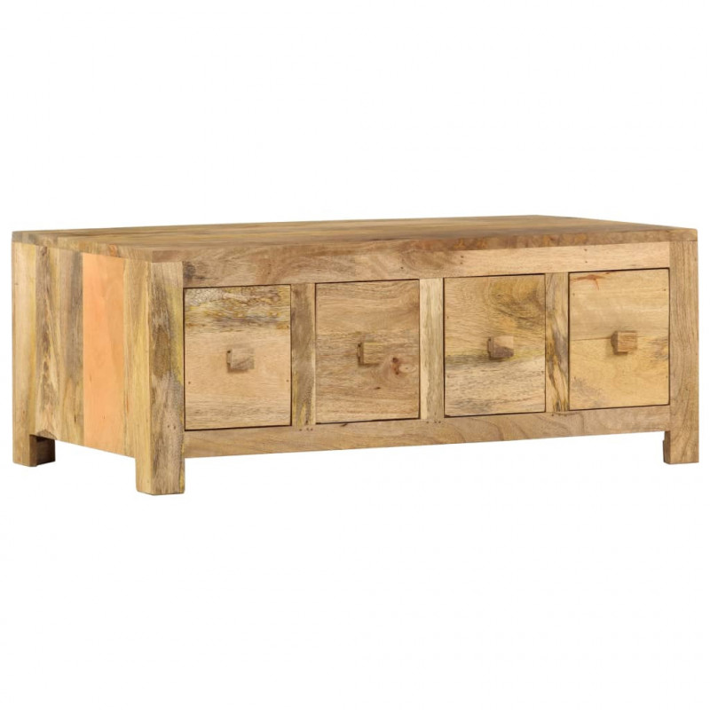Stolik kawowy z 4 szufladami, 90x50x35 cm, lite drewno mango