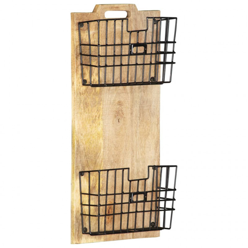 Stojak ścienny na gazety, 33x10x67 cm, surowe drewno mango