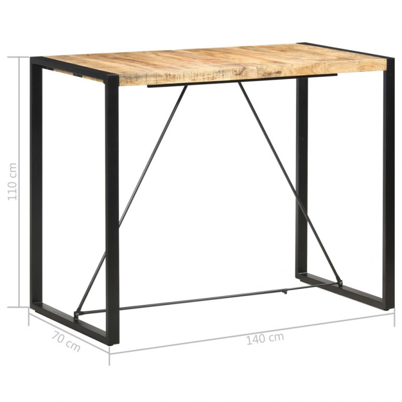 Stolik barowy, 140x70x110 cm, lite drewno mango