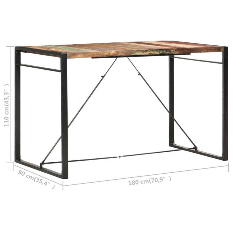 Stolik barowy, 180x90x110 cm, lite drewno z odzysku