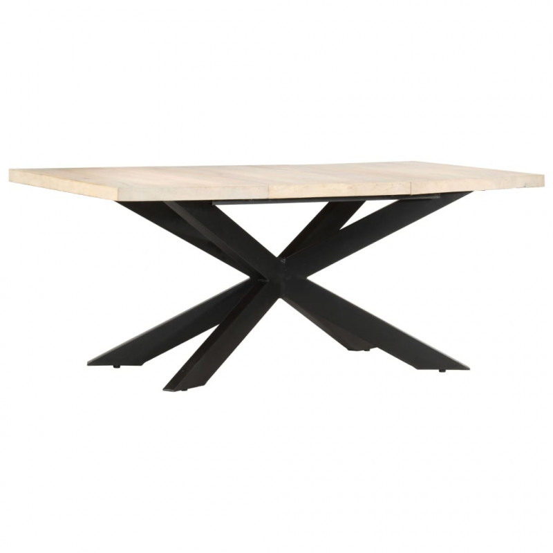Stół jadalniany, 180 x 90 x 76 cm, lite, bielone drewno mango