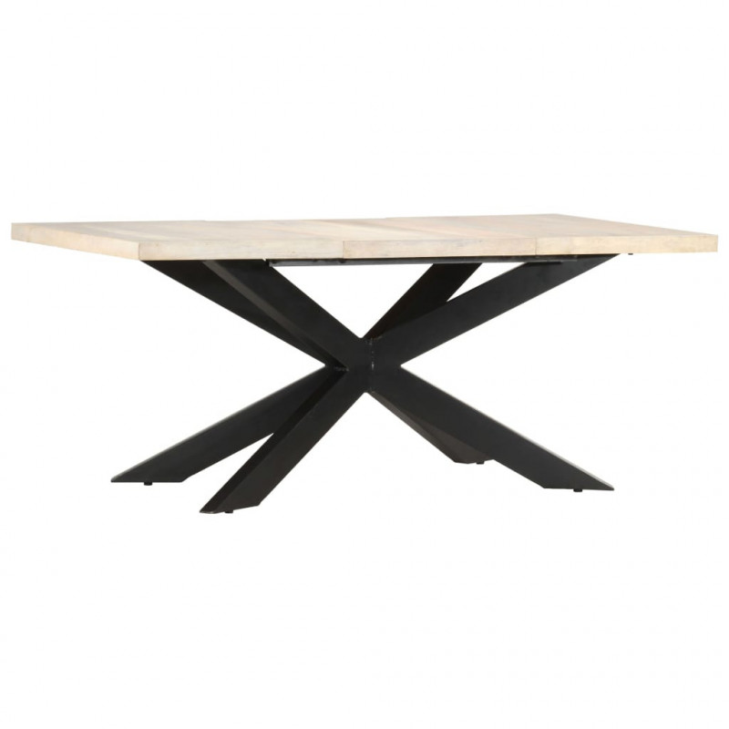 Stół jadalniany, 180 x 90 x 76 cm, lite, bielone drewno mango