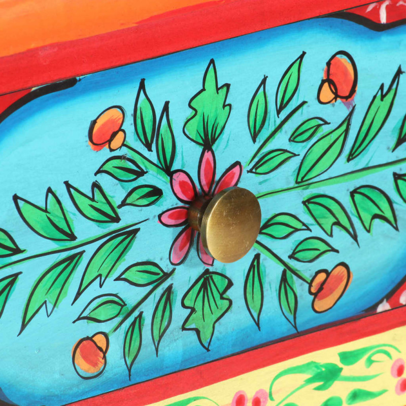 Ręcznie malowana konsola, 80x35x75 cm, lite drewno mango