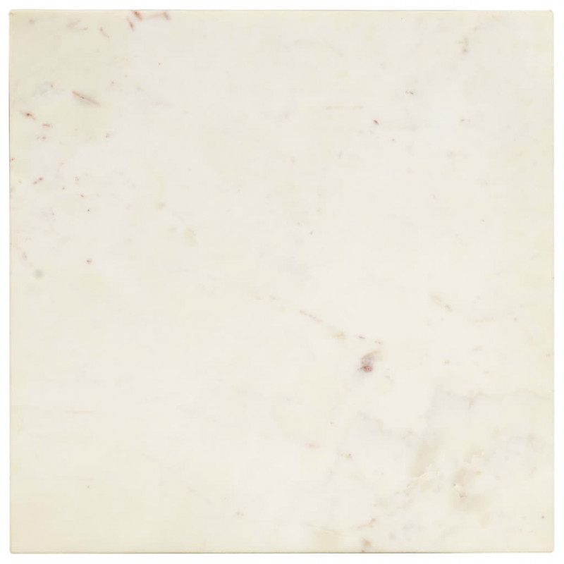 Stolik kawowy, biały, 40x40x35 cm, kamień o teksturze marmuru