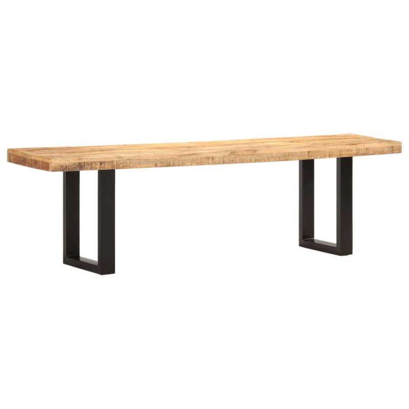 Ławka, 160 cm, lite, surowe drewno mango i stal