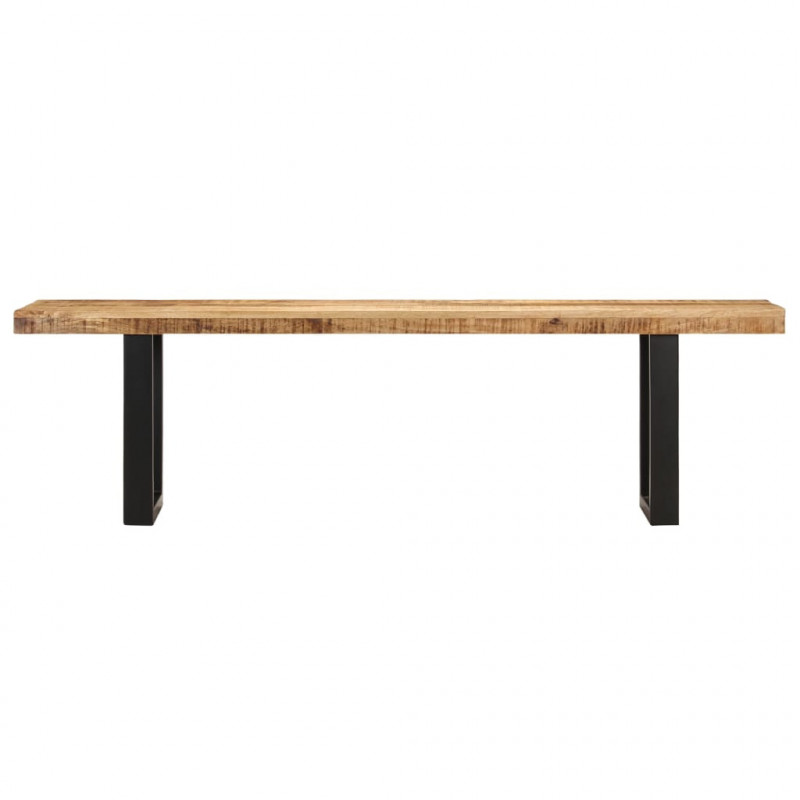 Ławka, 160 cm, lite, surowe drewno mango i stal
