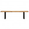 Ławka, 160 cm, lite, surowe drewno mango i stal