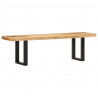 Ławka, 160 cm, lite, surowe drewno mango i stal
