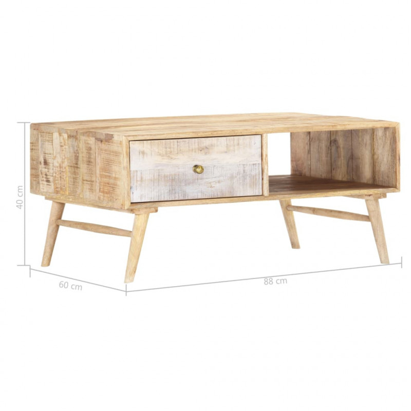 Stolik kawowy, 88 x 60 x 40 cm, lite drewno mango