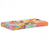 Sofa z poduszek na paletę, tkanina, wielokolorowy patchwork