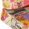 Sofa z poduszek na paletę, tkanina, wielokolorowy patchwork